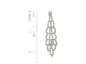 Silvertone Drop Rhinestone Wedding Formal Post Pin Earrings