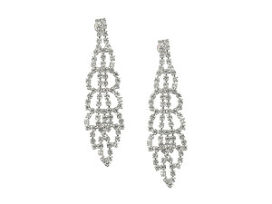 Silvertone Drop Rhinestone Wedding Formal Post Pin Earrings