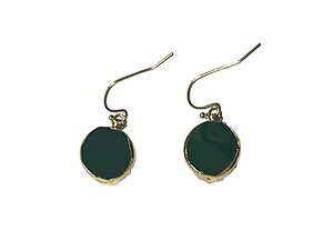 Green Shimmer Finish Druzy Style Stone Metal Fish Hook Earrings