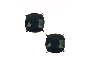 Black Cushion Cut Faceted Lucite Stone Metal Setting Post Pin Earrings