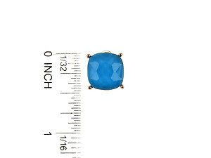 Aqua Blue Cushion Cut Faceted Lucite Stone Metal Setting Post Pin Earrings