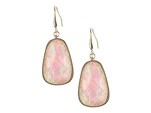 Shimmer Finish Faceted Lucite Stone Iridescent Metal Frame Earrings