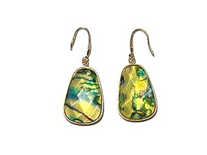 Shimmer Finish Faceted Lucite Stone Iridescent Metal Frame Earrings