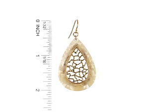 Natural Matte Finish Metal Filigree Teardrop Natural Stone Finish Earrings
