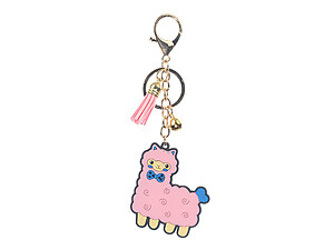 Pink Sheep Tassel Faux Suede & Rubber Key Chain Handbag Charm