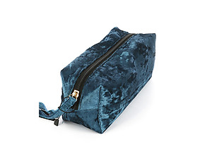 Blue Velvety Feel Makeup Carry All Pouch Bag Accessory