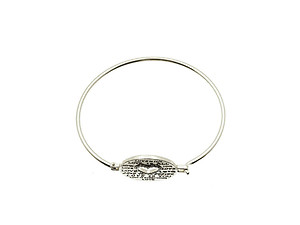 Silvertone Message Metal Heart Love Wire Bangle Bracelet