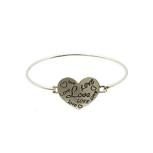 Love Message Heart Wire Bangle Bracelet