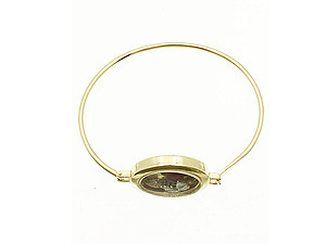 Goldtone Be Brave Floating Charm Metal Bangle Bracelet