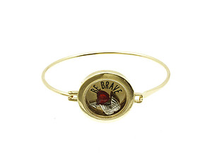 Goldtone Be Brave Floating Charm Metal Bangle Bracelet