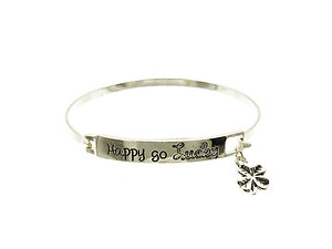 Silvertone Happy Go Lucky Hook Style Bangle Bracelet