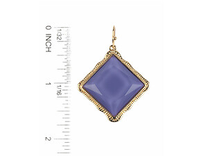 Purple Faceted Rhombus Stone Metal Frame Fish Hook Earrings