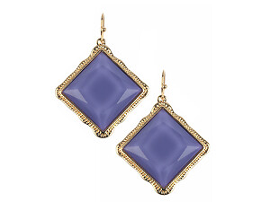 Purple Faceted Rhombus Stone Metal Frame Fish Hook Earrings