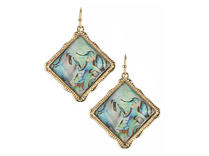 Multicolor Faceted Rhombus Stone Metal Frame Fish Hook Earrings