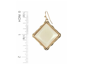 White Faceted Rhombus Stone Metal Frame Fish Hook Earrings