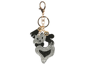 Kitten Tassel Bling Faux Suede Stuffed Pillow Key Chain Handbag Charm