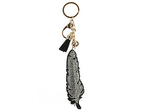 Feather Tassel Bling Faux Suede Stuffed Pillow Key Chain Handbag Charm