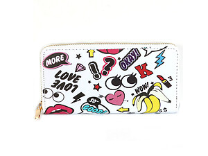 Character Vinyl Printed Zip Around Clutch Wallet