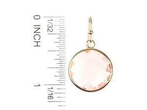 Peach Round Cut Faceted Lucite Stone Metal Frame Fish Hook Earrings