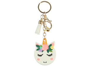 Unicorn Head Tassel Faux Suede & Rubber Key Chain Handbag Charm