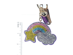 Purple Rainbow Faux Suede Tassel Stuffed Pillow Key Chain Handbag Charm