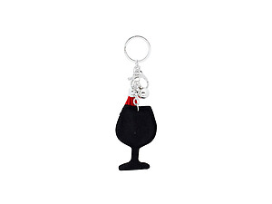 Wine Glass Faux Suede Tassel Stuffed Pillow Key Chain Handbag Charm