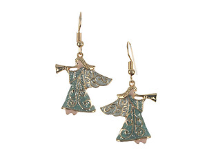 Glitter Christmas Angel Metal Fish Hook Earrings