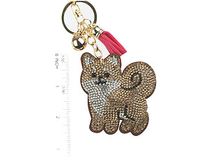 Fox Tassel Bling Faux Suede Stuffed Pillow Key Chain Handbag Charm