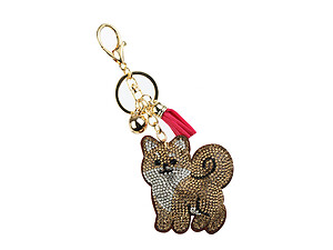 Fox Tassel Bling Faux Suede Stuffed Pillow Key Chain Handbag Charm