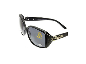 Black Crystal Stone Studded Wide Lense Sunglasses