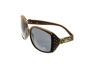 Brown Crystal Stone Studded Wide Lense Sunglasses