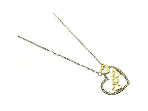 Crystal Stone Paved MOM Heart Necklace in Rhodium Tone