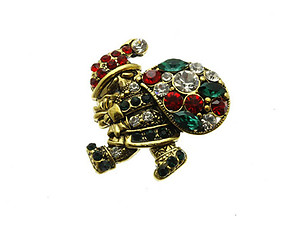 Metal Burnish Santa Claus Pin and Brooch