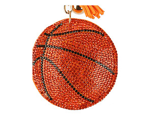 Basketball Tassel Bling Faux Suede Stuffed Pillow Key Chain Handbag Charm