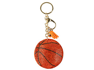 Basketball Tassel Bling Faux Suede Stuffed Pillow Key Chain Handbag Charm