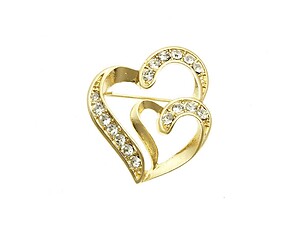 Crystal Stone Paved Heart Pin and Brooch
