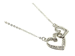 Clear Heart Necklace in Silvertone