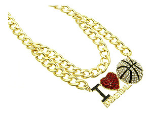 I Love Basketball Metal Link Metal Chain w/ Clear Ball