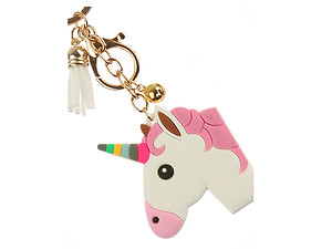 Unicorn Head Tassel Faux Suede & Rubber Key Chain Handbag Charm