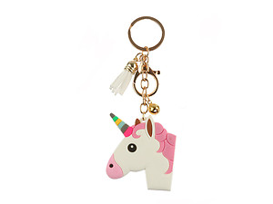 Unicorn Head Tassel Faux Suede & Rubber Key Chain Handbag Charm