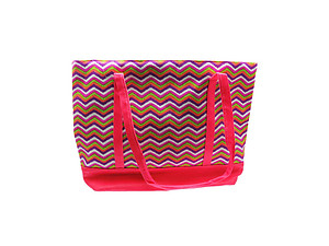 Faux Leather and Fabric Chevron Tote Multi Use Bag