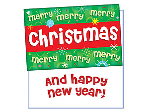 Merry Merry Merry Christmas ~ 6 Pack Holiday Greeting Cards