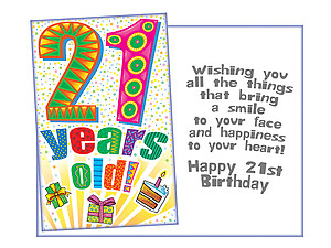 A Smile To Your Face ~ 21st Birthday Card