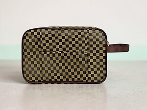 Men's Brown Accessory Zip Top Toiletry Travel Bag