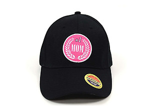 #1 Mom Black Embroidered Baseball Hat Cap w/ Adjustable Velcro Closure