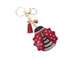 Ladybug Tassel Bling Faux Suede Stuffed Pillow Key Chain Handbag Charm