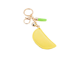 Lemon Slice Faux Suede Tassel Stuffed Pillow Key Chain Handbag Charm
