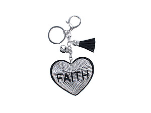 Faith Tassel Bling Faux Suede Stuffed Pillow Key Chain Handbag Charm
