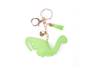 Green Brachiosaurus Tassel Bling Faux Suede Stuffed Pillow Key Chain Handbag Charm