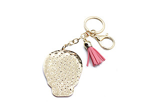 Pink Metal Sugar Skull Tassel Key Chain Handbag Charm